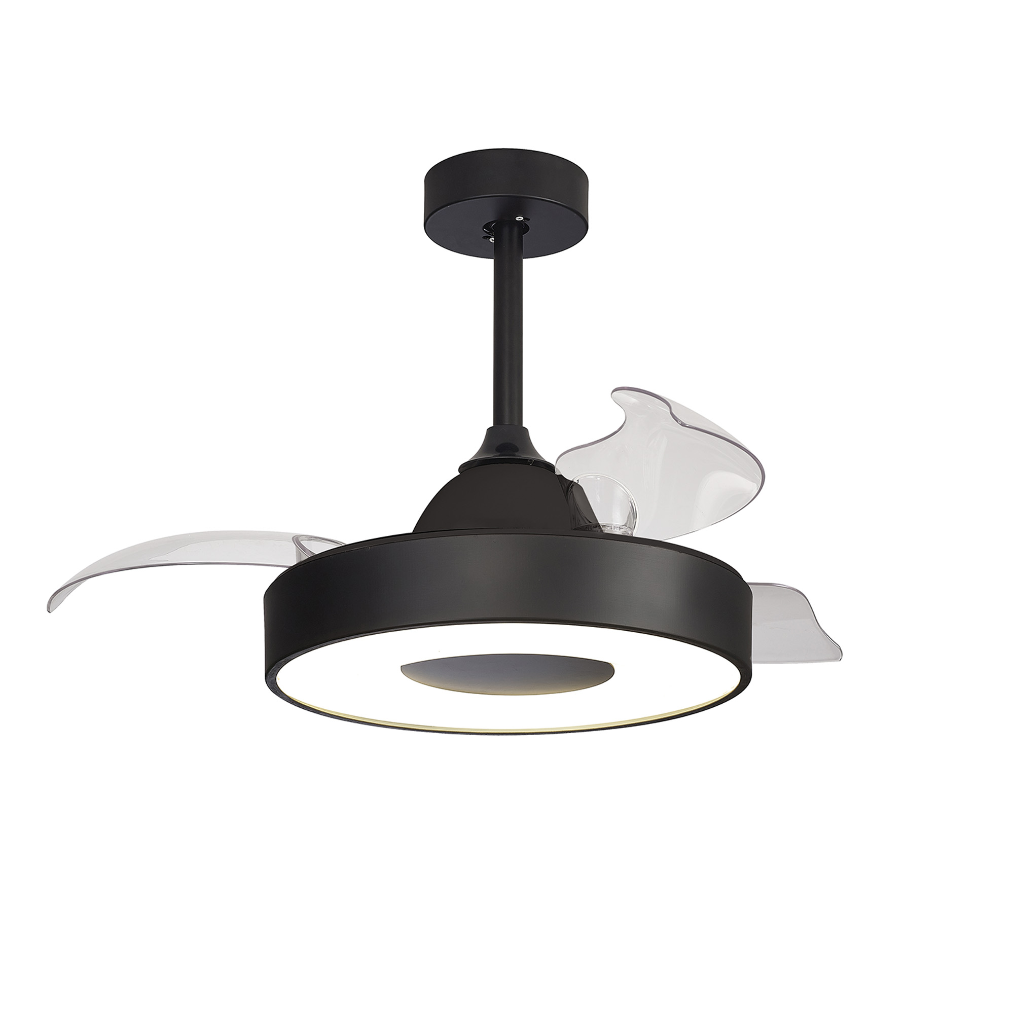 M8221  Coin Mini 45W LED Dimmable Ceiling Light & Fan; Remote & APP Control; LED Black